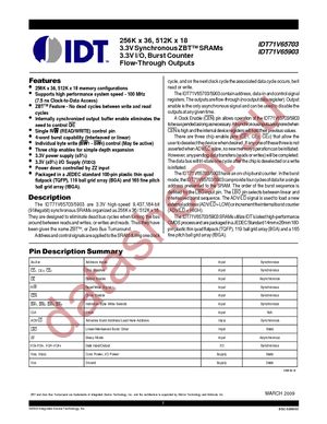 IDT71V65703S80BG datasheet  